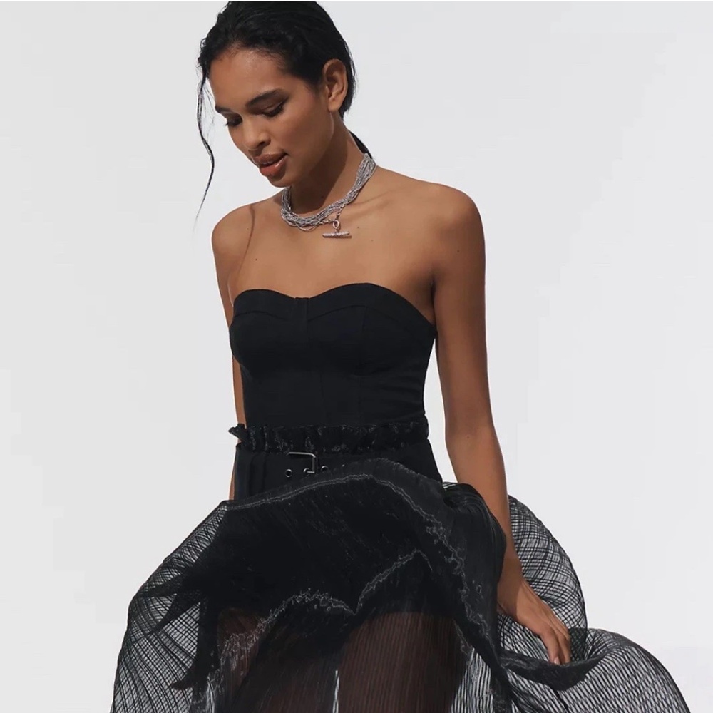 Anthropologie Pilcro Strapless BODY Suit SHEER Skirt L Dark Romance Fairy core